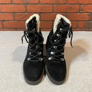 Lucky Brand Women’s Demia Black‎ Leather Faux Fur Ankle Boots Size 8M